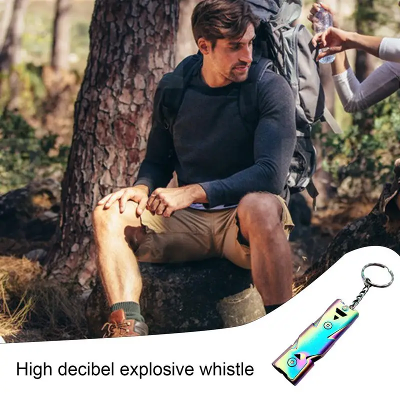 Loud Whistle | Outdoor Metal Safety Whistle | Multifunctional Double Tube Wilderness Survival Whistle 150 dB High Decibel