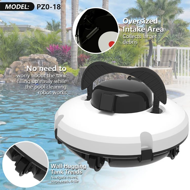 Automatic Cordless Robot Pool Vacuum Cleaner 3H Fast Charge for 1000 Sq/Ft Ground Pools Robotic Pool Cleaning Tool Accessory