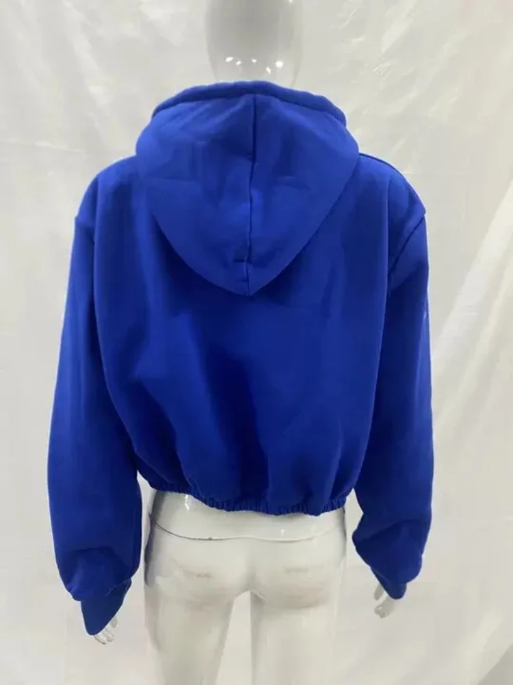 Sweat à capuche court pour femmes, esthétique américaine Rretro Harajuku, mode cordon de serrage, solide, Simple, décontracté, ample, sport