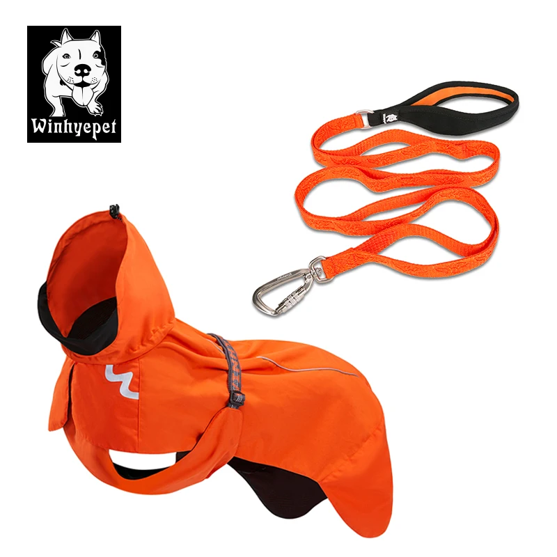 

Winhyepet Dog Back-clip Harness + Dog Leash Outdoor Travel Coat Waterproof Cloth Warm 3M Reflective Material Pet Jacket