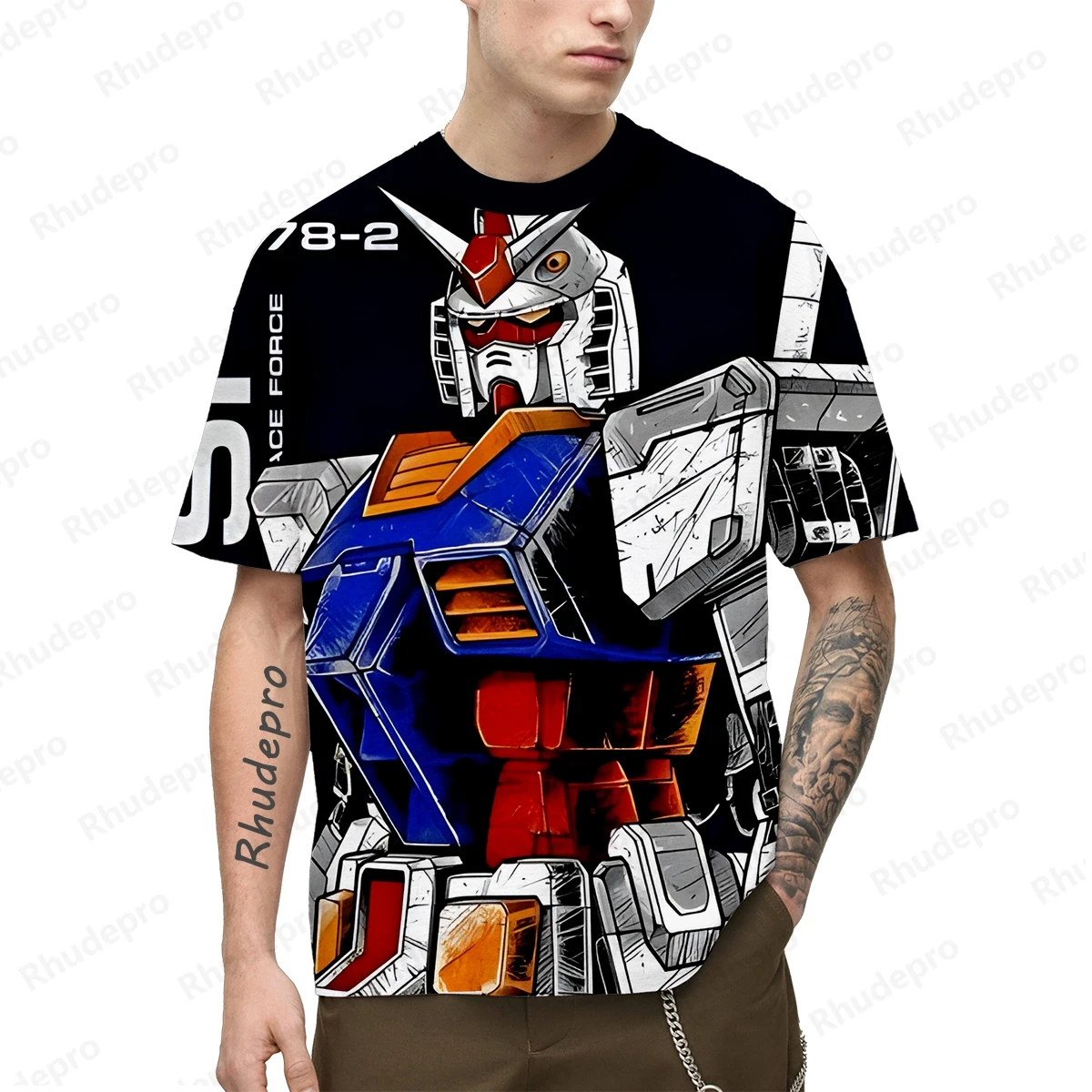 Gundam Model Men Gift Trend Cosplay T-shirts 2024 Men's Oversized Tops Clothing Clothes Children's Streetwear Hip Hop