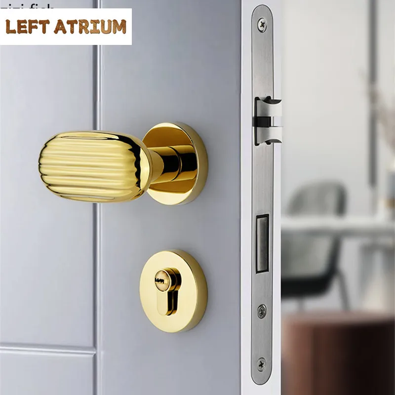 

Zinc Alloy Room Door Lock Indoor Bedroom Silent Lock Home Security Locks Gold Split Locks Doorknob Door Hardware Accessories