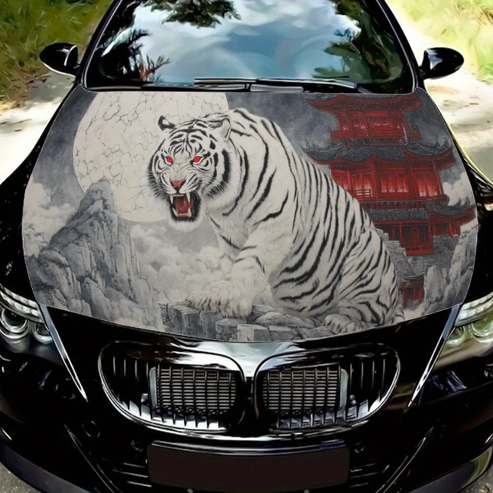 

Наклейки на капот автомобиля Fierce-eyed White Tiger, водонепроницаемые самоклеящиеся, устойчивые к царапинам, легко приклеиваемые, прочные автомобильные наклейки из ПВХ