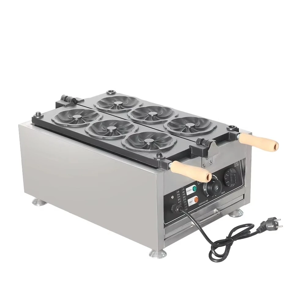 Commercial Industrial 3 Grid Flower Rolling Maker Non-Stick Electric Capping Waffle Maker Temperature Control New for Hotels