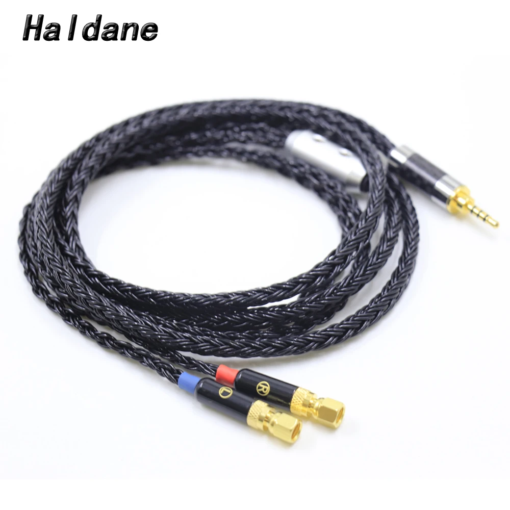 Haldane Bright-Black 16 core Headphone Replace Upgrade Cable for Hifiman HE6 HE5 HE400 HE500 HE600 HE300 (Screw)  Earphone