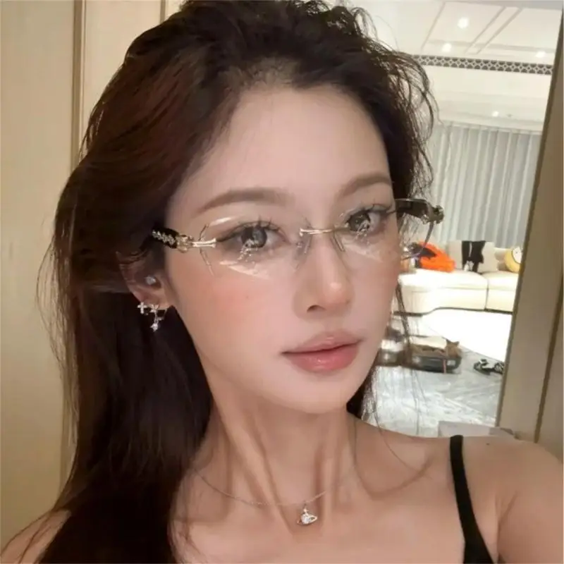 2026 New 2000S Frameless Glasses Plastic Frame Flat Lens Opticals Glasses For Clear Visual During Outdoor Daily And Travel
