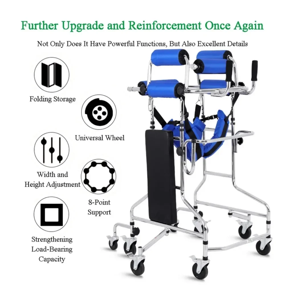 Adult 8-wheel Walker Elderly Stroke Hemiplegia Rehabilitation Equipment Multifunctional Lower Limb Training Standing Frame