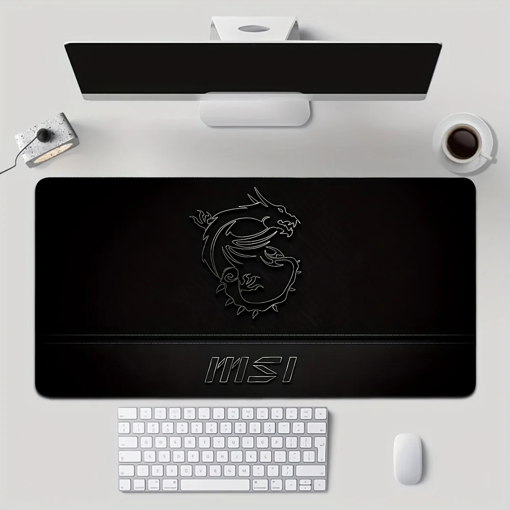 Grand tapis de souris de jeu avec logo MSI – Base en caoutchouc antidérapante, tapis de bureau antidérapant ultra épais pour le bureau et les jeux, Mechani durable