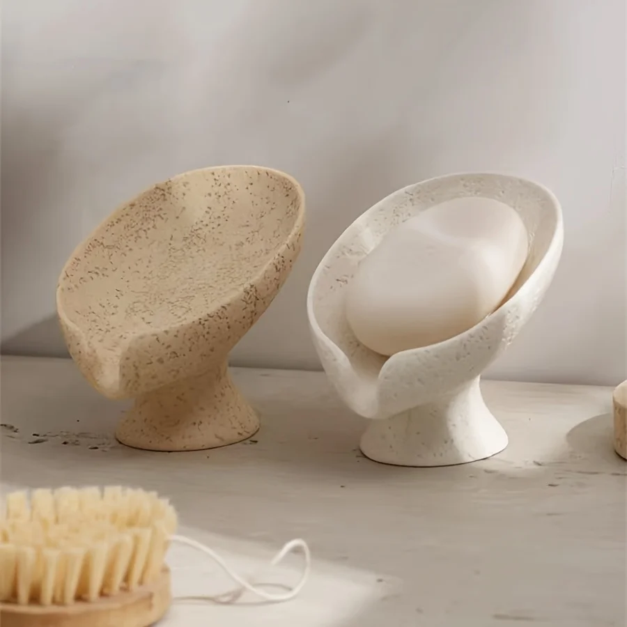 

Подставка для мыла в ванную комнату, сохраняющая сухость, современный аксессуар для ванной в стиле ваби-саби, мыльница в форме листа с дренажом