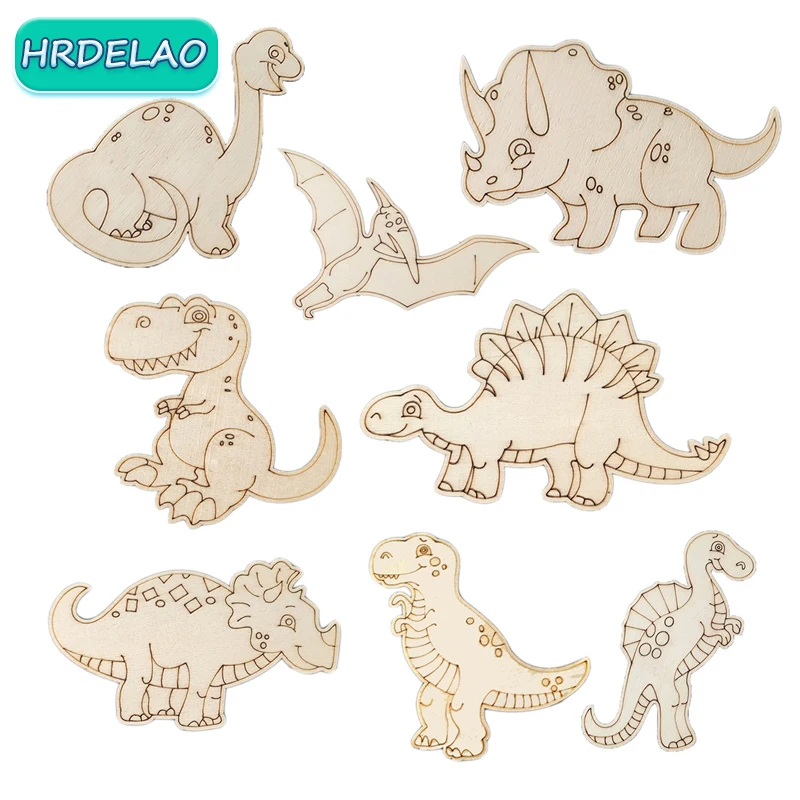 DIY Wooden Graffiti Board Painting Dinosaur Christmas Template Pattern Stencils Suit Kid Painting Early Children Educational Toy