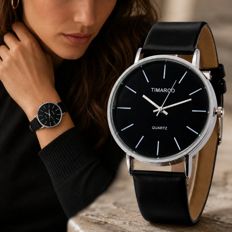 Minimalist Women Watch Fashion Ultra‑thin Alloy Case Leather Strap Analog Quartz Wristwatch Business Casual Ladies Watch Reloj
