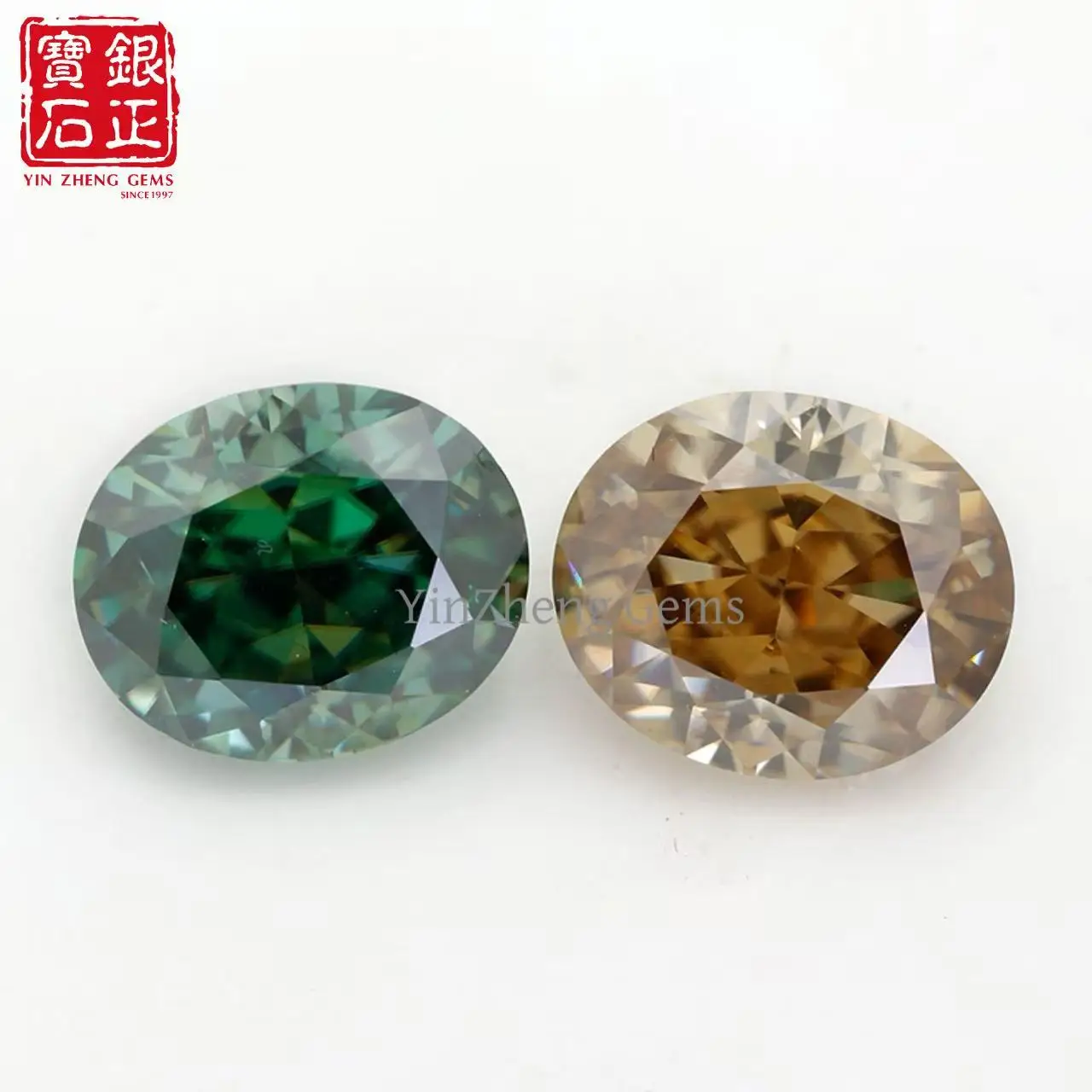 เพชรโมอิสซาไนต์ ยินเจิ้ง รูปทรงวงรี เกรด 6A สีเขียว พร้อมใบรับรอง GRA หินโมอิสซาไนต์แบบหลวมสำหรับทำเครื่องประดับ