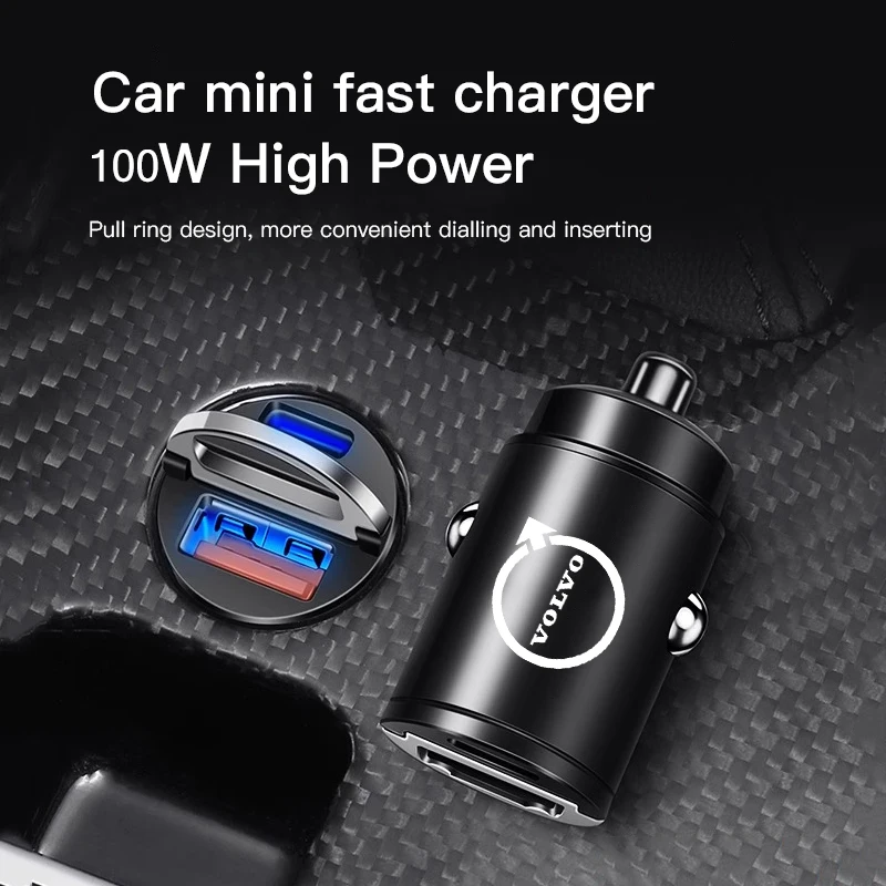 Car Charger USB Type-C Phone Hidden Fast Charging Convert Plug For Volvo Rdesign V60 V40 XC90 S60 C30 XC60 V70 S90 Olestar AWD