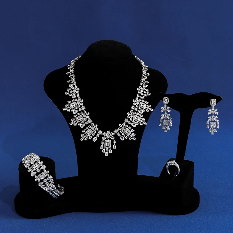 

5 pieces/set of crystal hollowed out personalized zircon jewelry set, collarbone chain suitable for dating or daily accessories