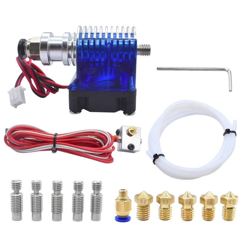 J Style Head Hotend Full Kit With 5 Pcs Extruder Print Head + 5 Pcs Nozzle Throat For E3D V6 Makerbot Reprap 3D Printers 24V