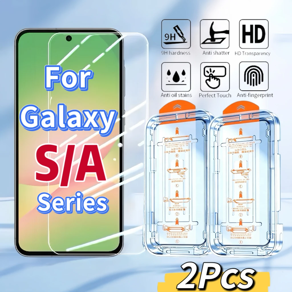 

HD Screen Protector for Galaxy S & A Series, 9H Hardness, Bubble & Dust Free, Easy Installation, 2-Pack