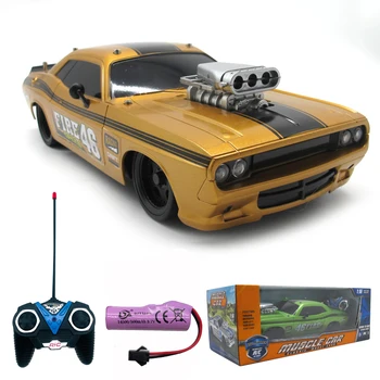 1:16 RC Car 2.4G Retro Dodge Racing Toys 4 Channel High Speed ​​Remote Control Car 27Mhz with Lights Christmas Gift Toys for Children