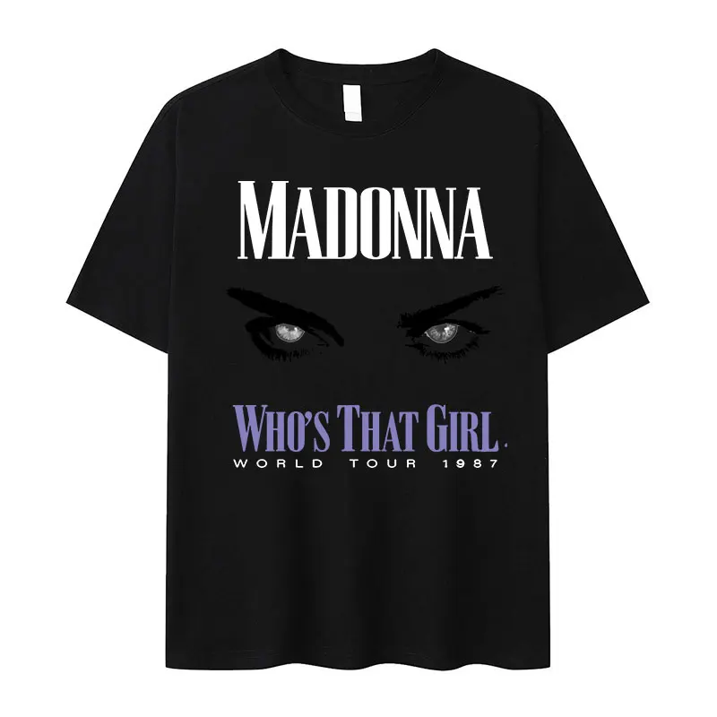 Who's That Girl Madonna Tour 2024 Print T Shirt Men Women Aesthetic Fashion Short Sleeve T-shirts 100% Cotton Oversized T-shirt