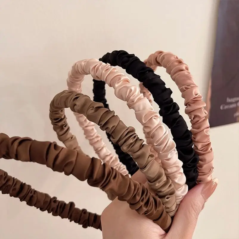 French Style Elegant High-end Pleated Headband Ladies' Thin Edge Fashionable and Versatile Headband Suitable for Daily Commuting
