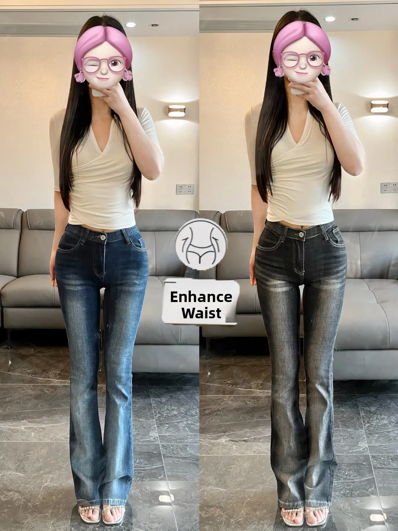 

Джинсы-клеш с низкой посадкой для стройности, в корейском стиле, удлиняющие ноги, модельные, ультрамодные, джинсовые брюки-скинни с эффектом удлинения ног