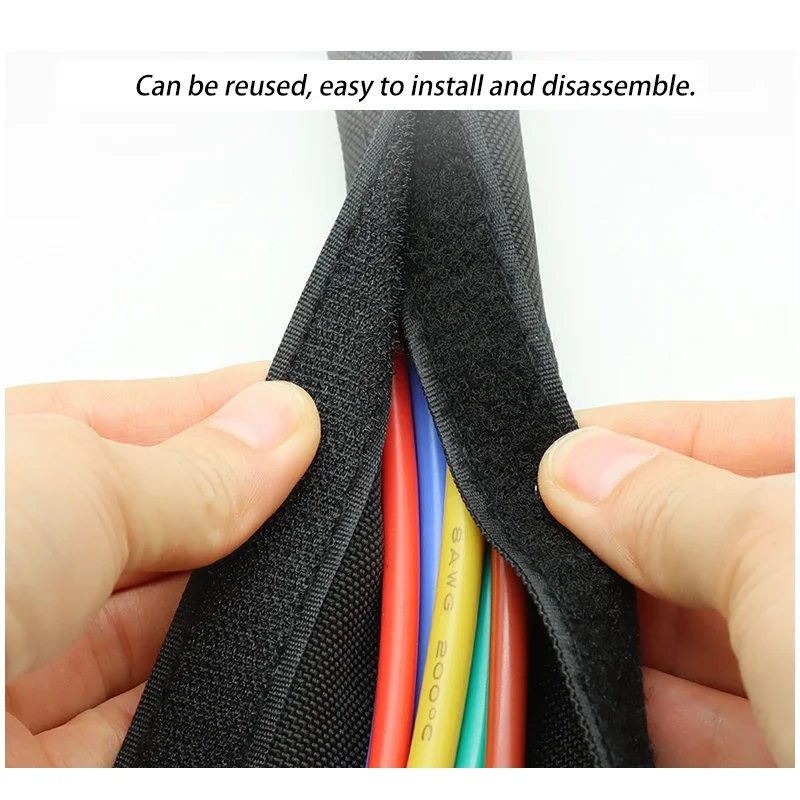 

1/3/5/10M Black Self adhesive Cable Sleeve Diameter 16 ~ 100mm PET Braided Reusable Nylon Sheath Management Wire Wrap Protection