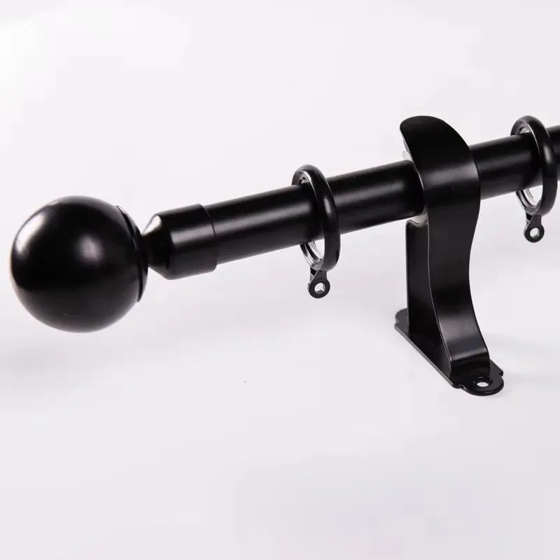 Nordic Style Heavy Duty Black Aluminum Roman Curtain Rod for Windows