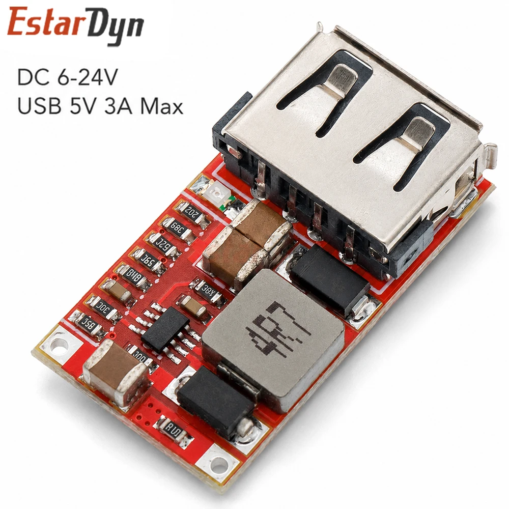 Estardyn DC 6-24V to 5V USB Step Down Buck Converter Module 97.5% High Efficiency for Car Phone Charging
