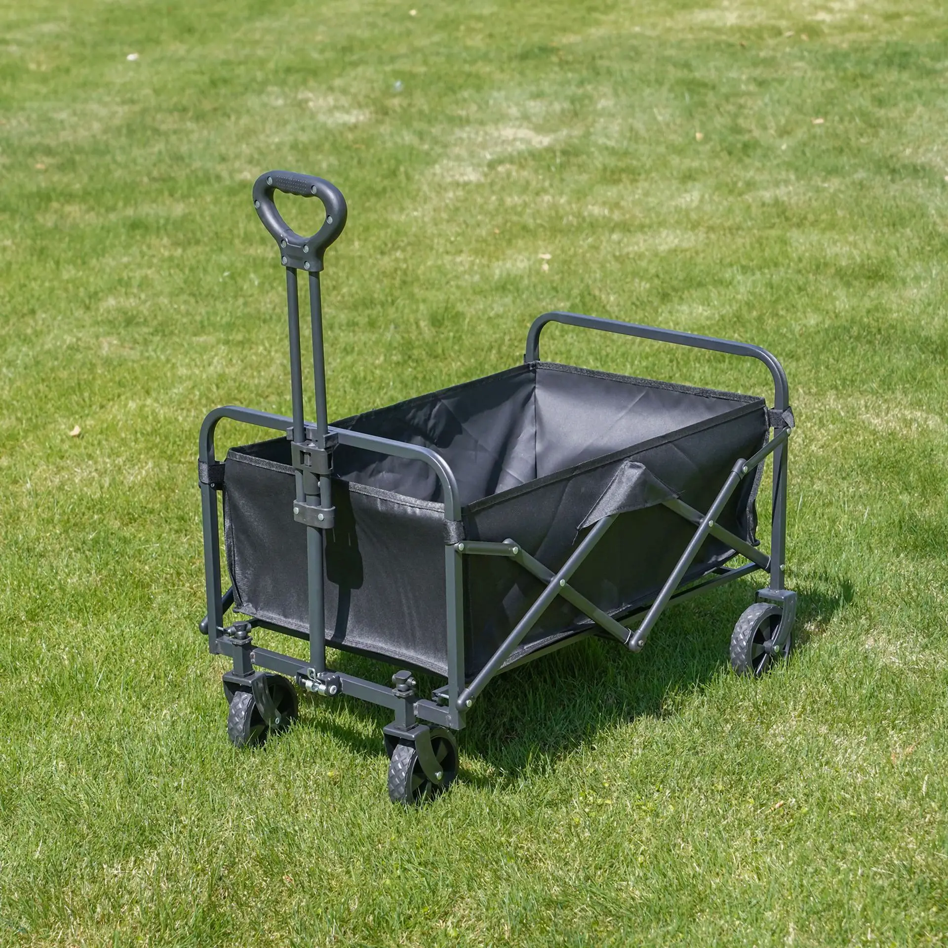 Compact Folding Wagon Cart Portable Collapsible Utility Trolley for Shopping Camping Garden Pet and Family Outings
