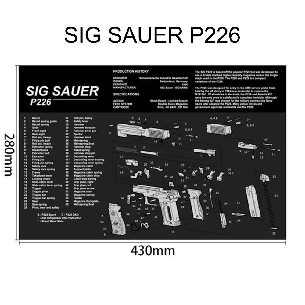 Tactical SIG SAUER Gun Cleaning Rubber Mat P220 P226 P229 P250 P320 P365 P238 SP2022 Gunsmith Armorers Disassembly Repair Tool