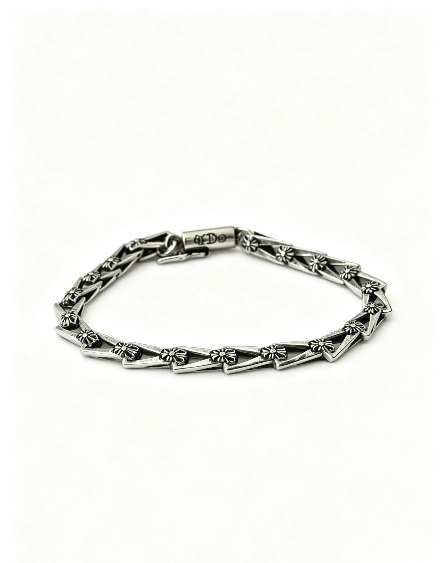 S925 sterling silver retro old charm design rhombus cross bracelet versatile bracelet high sense