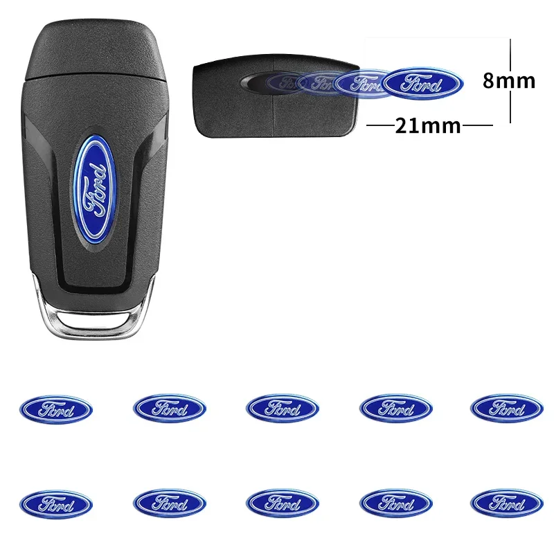 14mm Car Remote Key Sticker Emblem Shell 3D Decals for Ford Fiesta Ranger Focus Kuga Mustang S-MAX Transit Mondeo Fusion Esco