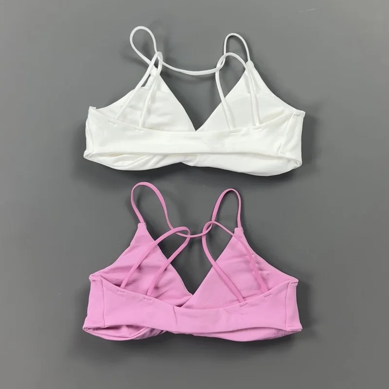Women Yoga Bra Thin Delicate Straps Solid Color Smooth Surface Sports Brassiere Pilates Barre Indoor Workout Daily Layering Top image 4
