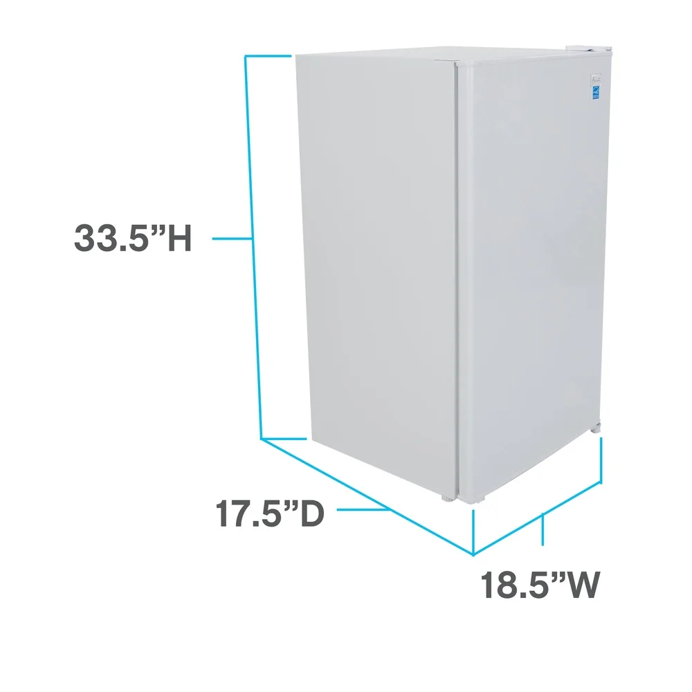 3.3 Cu Ft Compact Refrigerator with Chiller Adjustable Shelves Energy Efficient Reversible Door Ideal Kitchen Dorm Office