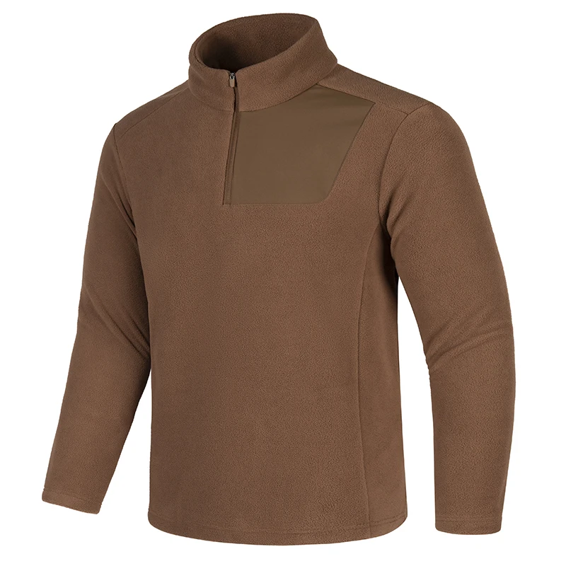 Polar Fleece Jacket for Men Zipper Neck Pullover Sweatshirt Autumn Winter Soft Shell Coats Mens Running Clothing Quick Dry Tops