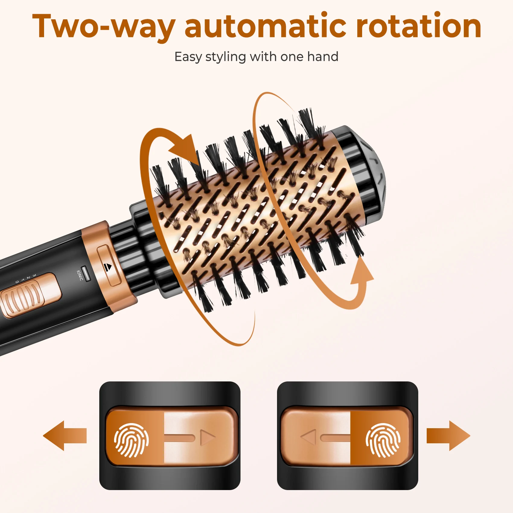 Hair Dryer Brush 2 In 1 Hot Air Spin Brush Curling Straightening Styling Auto-Rotating Ionic Round Blow Dryer Volumizer