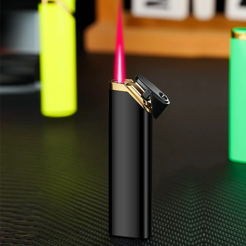 

Mini Strip Red Flame Butane Gas Lighter, Portable Windproof Metal Lighter Cigarette Accessories