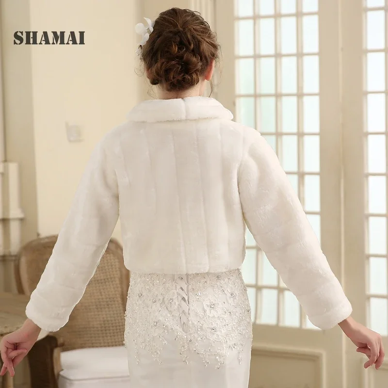 Customized Shawl Wedding Wrap Formal Dress Cheongsam Pregnantwith Married Outerwear Bride Cape Ivory White Autumn Winter Jacket