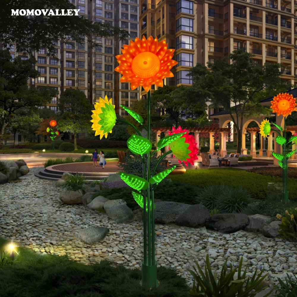 Nighttime Charm Outdoor Waterproof Motif LED Garden Stake Sunflower Flower Lights for Patio Yard Decor Gardening Gifts for Mom.
