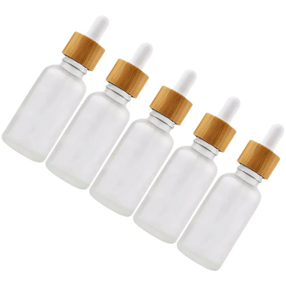 

5Pcs Essential Oil Bottles Bamboo Seal Small Dropper Glass Bottles Travel Portable Leak Proof Aromatherapy Liquid Storage