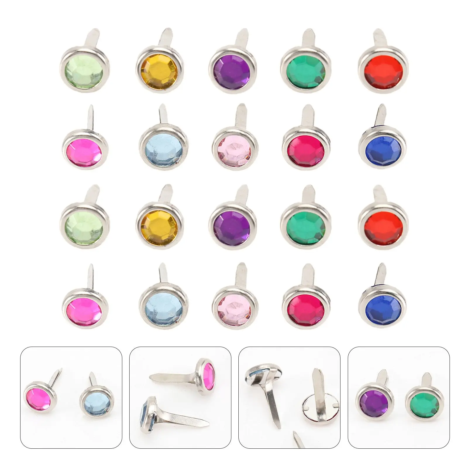 100 Pcs Mini Round Brads Craft Fasteners Different Colors Practical Paper Crafts Scrapbooking Photos Ribbons Items