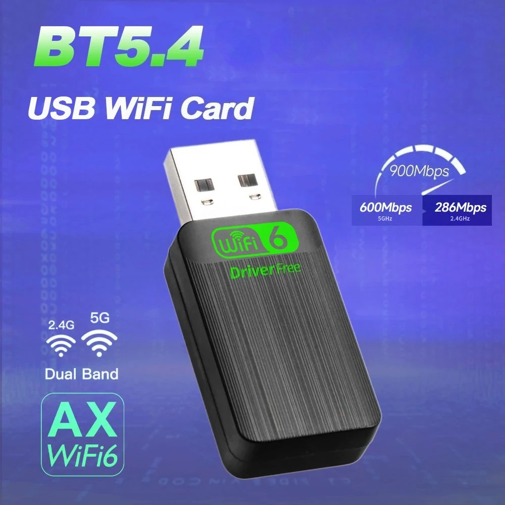 AX900 USB WiFi 6 Bluetooth 5.4 アダプター 2in1 ドングル デュアルバンド 2.4G&5GHz ネットワーク ワイヤレス レシーバー ドライバー不要 Windows 10/11対応