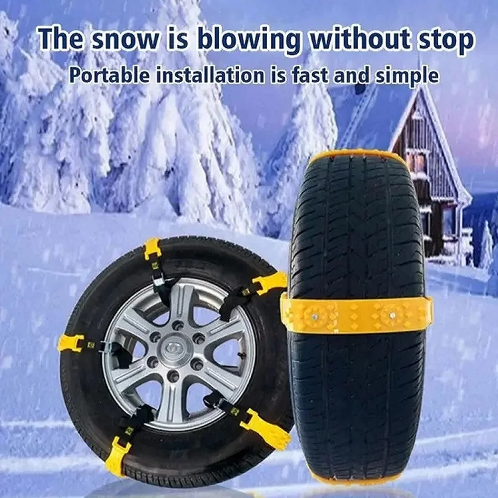 10pcs/set Thickened Emergency Double Buckle Snow Anti-Skid Chain Universal Low-Temperature Resistant Anti-Skid Chain Strip Tool