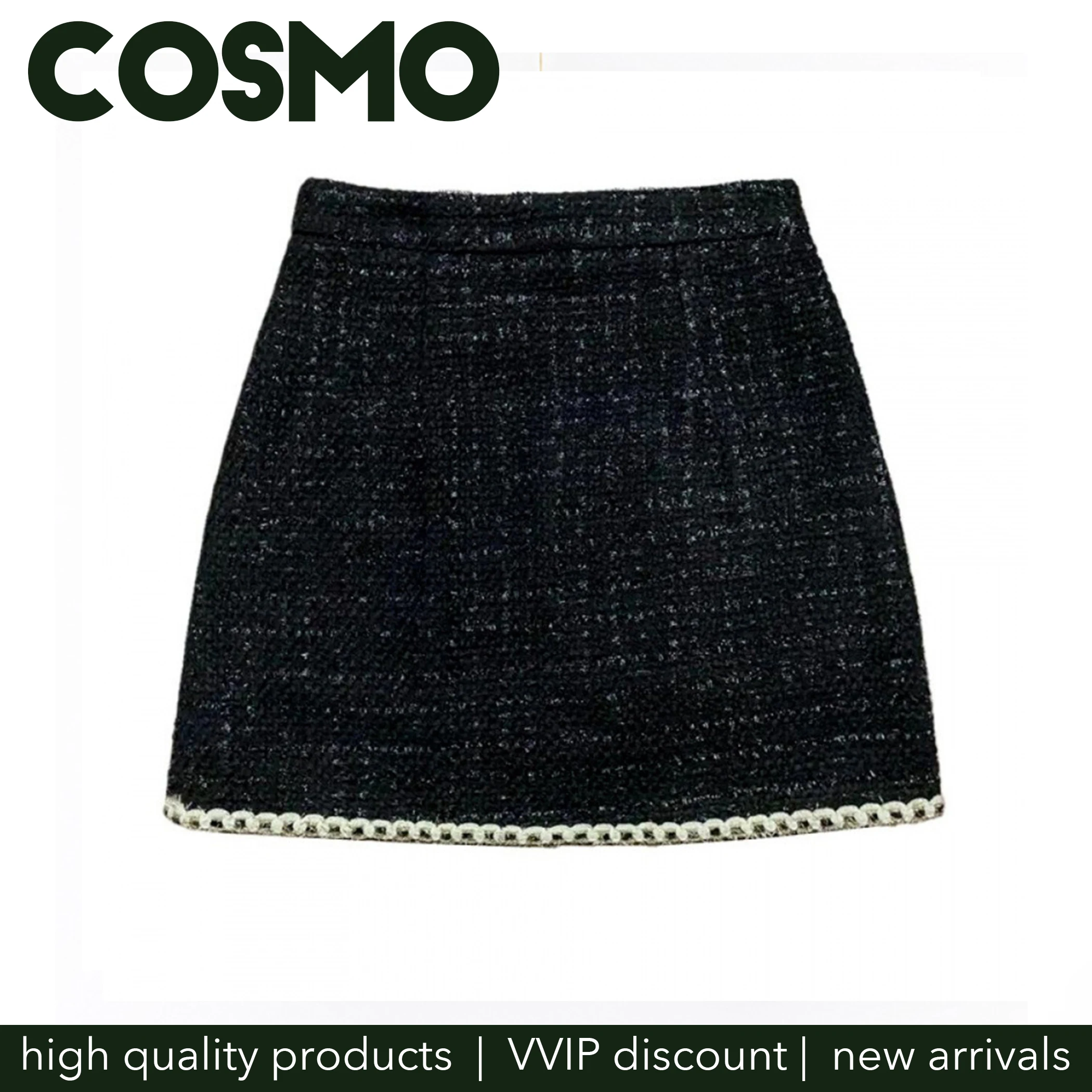 Cosmo Trendy Fashion Style  Vintage Thick Woven Fabric A Style Short Skirt for Women Half Dress Classic Female Clothing