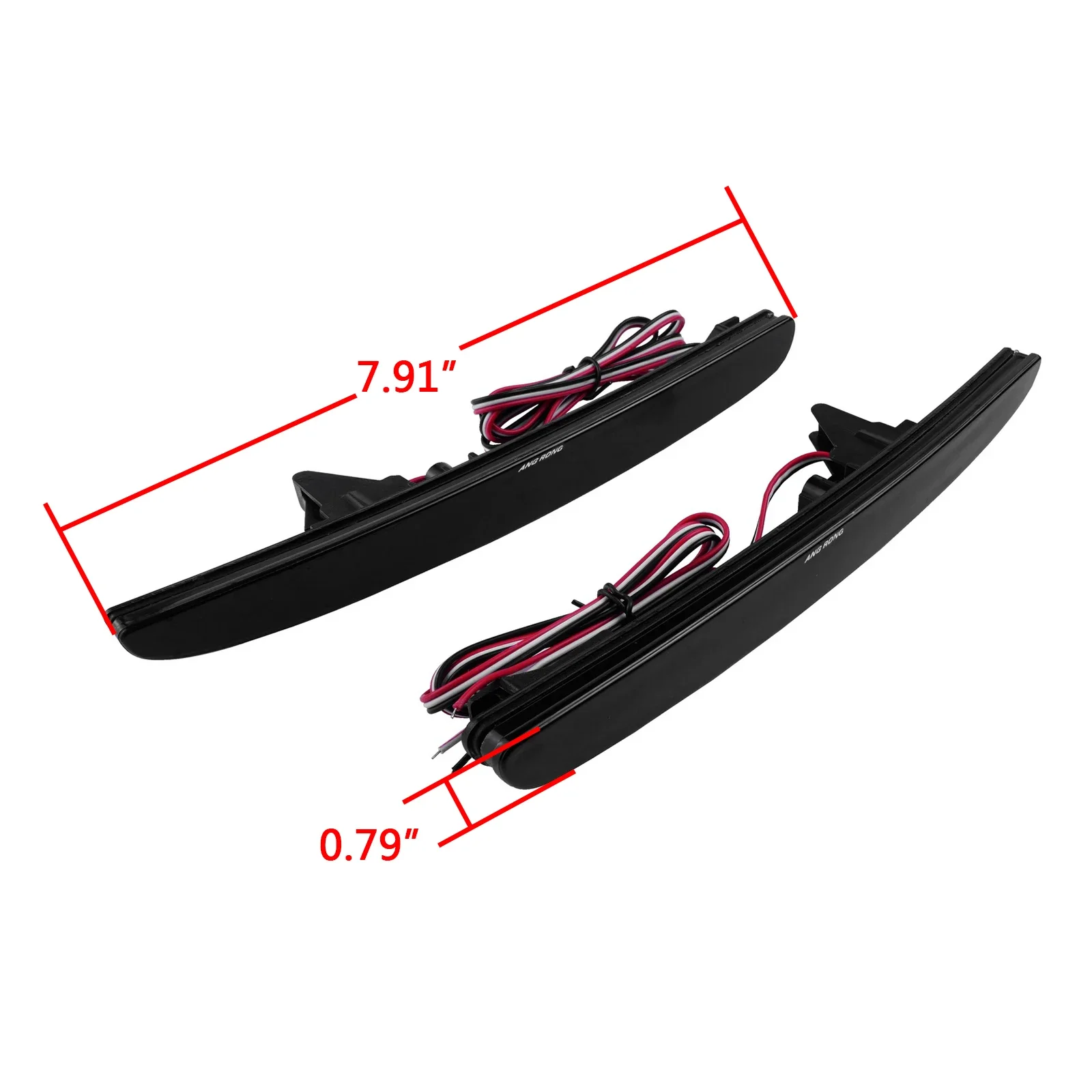 ANGRONG 2X Black Smoked Lens LED Rear Bumper Reflector Brake Stop Light For Honda Civic X HB Type R 16+