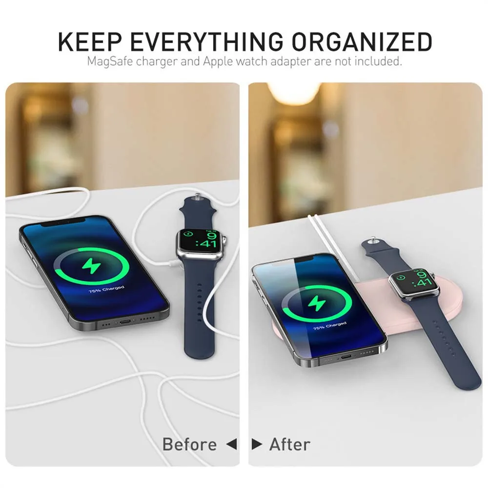 for Apple iPhone Magsafe AirPods iWatch Magnetic Wireless Charger Stand Charging Holder Slim Silicone Pad Flat Dock Base