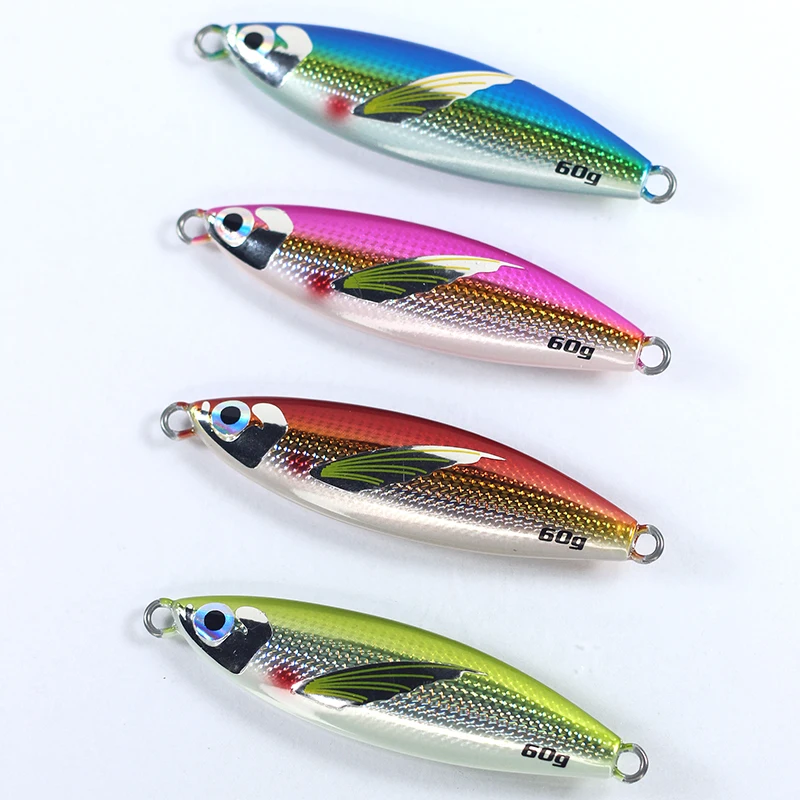 New Metal 1PCS JIG Bait Cast Salt Water Sea Fishing 40 60 80 100g Slow Shake Iron Plate Lead Fish 4Colour