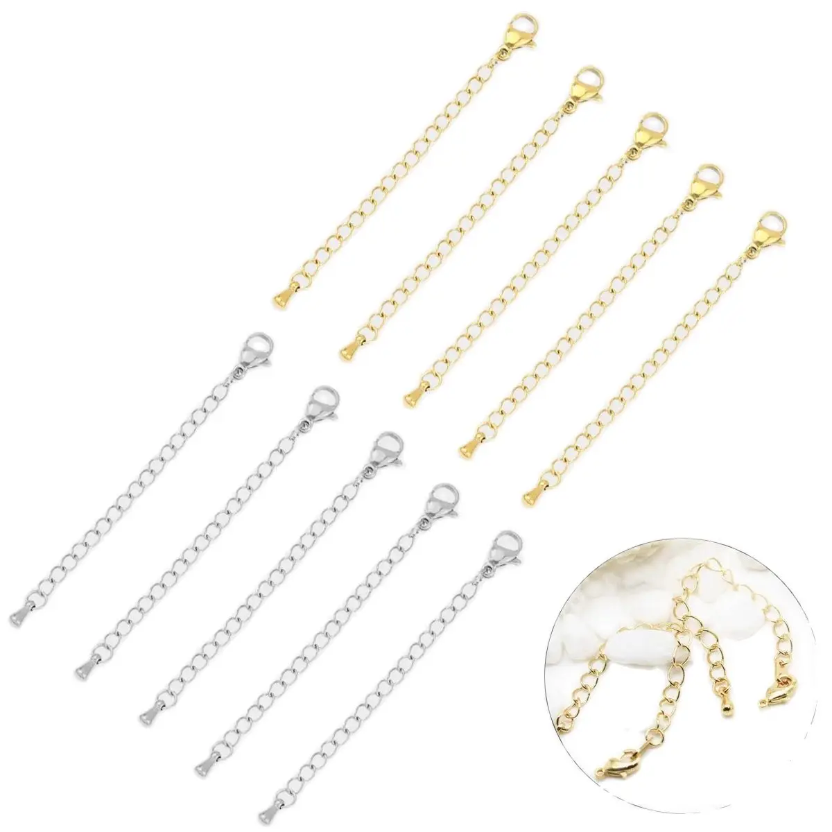 20-5pcs/Lot Stainless Steel Color Gold Plated End Chains Clasps Hooks For Jewelry Making DIY Bracelet Neckalce DIY Accessories