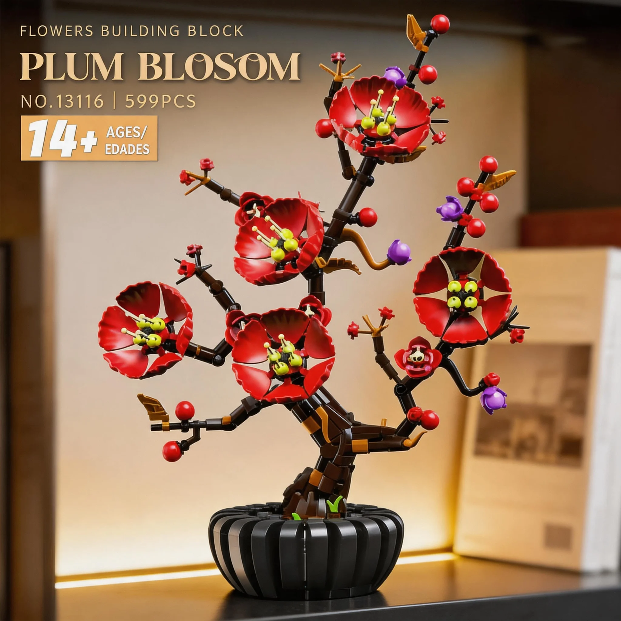 

Flower Bonsai Building Blocks, DIY Potted Bouquet, Home Desktop Ornament, Assembly Bricks Toy, Creative Birthday Holiday Gift