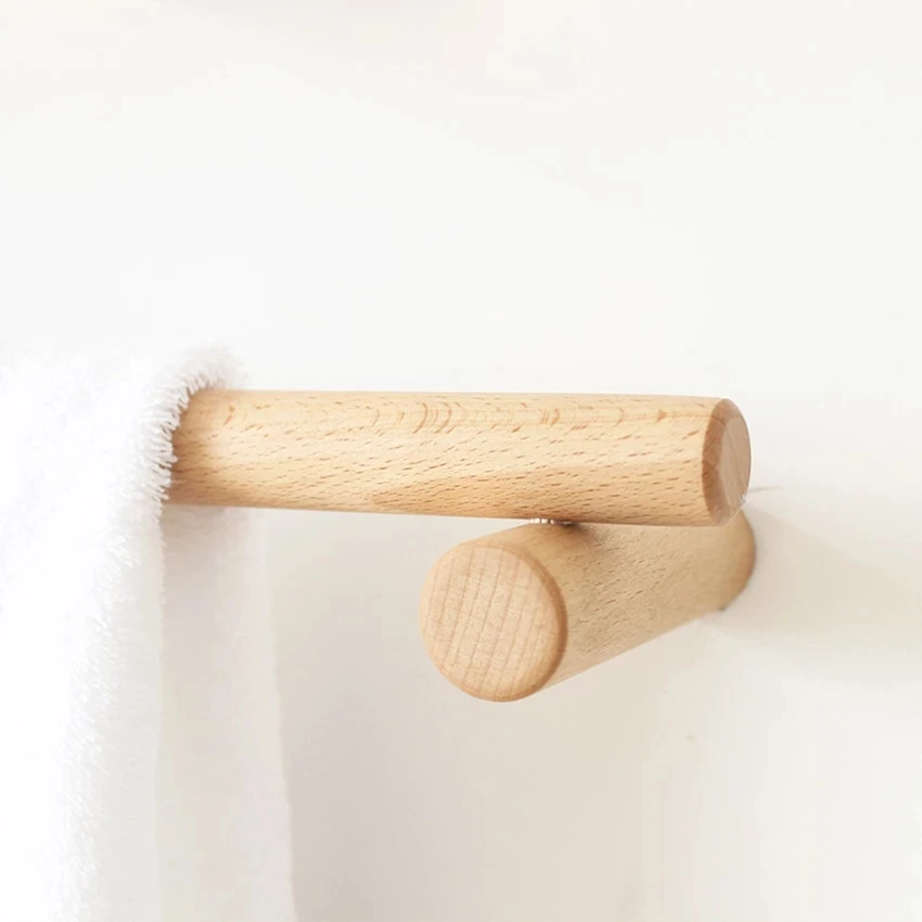 Creative Wooden Towel Rack Wall-mounted Towel Holder Bathroom shelf Kitchen Storage Rack Towel Bar for Bathroom accessories