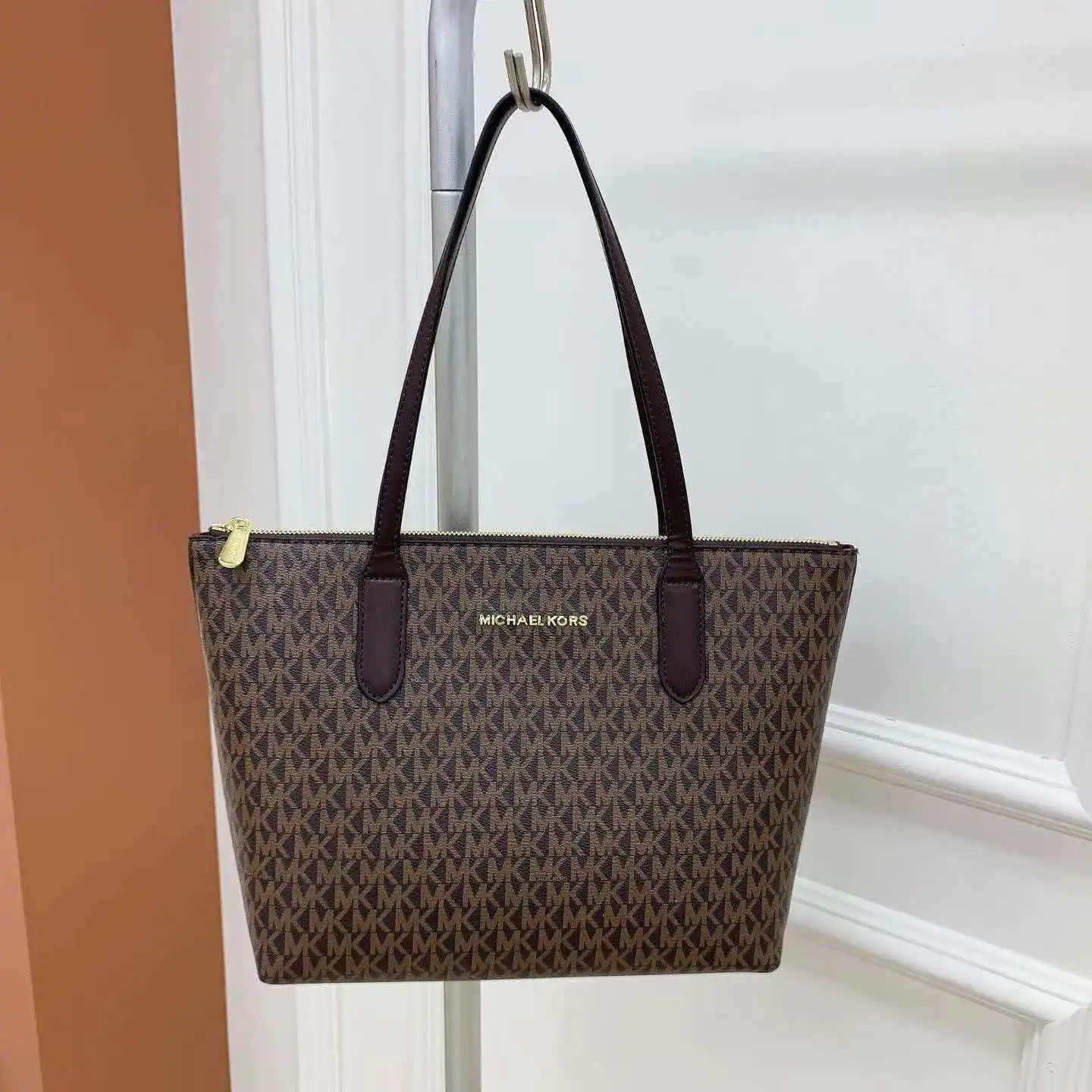 Bolso Bandolera Elegante Estampado Vincent de Michael Kors para Mujer, Bolso de Mano de Marca de Lujo, Bolso de Lona con Patrón Bordado Clásico para Mujer
